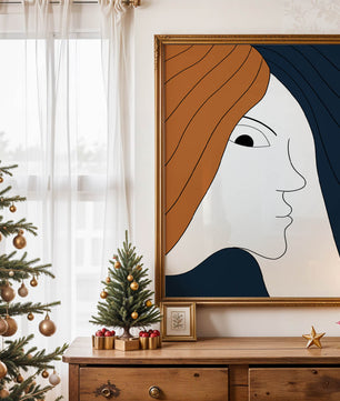 Abstract Portrait with Stylized Hair and Minimalist Design - Mi tienda
