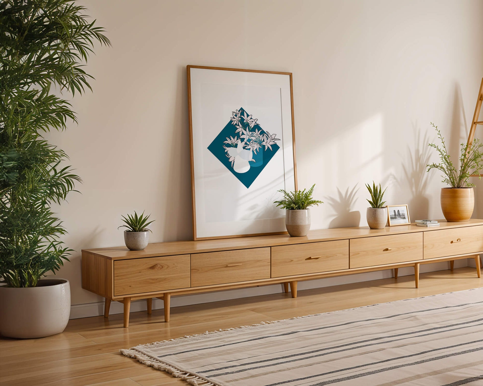 Modern Floral Design with Geometric Elements