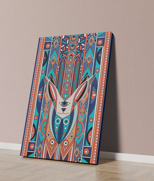 Diseño geométrico abstracto con motivo animal y patrones vibrantes