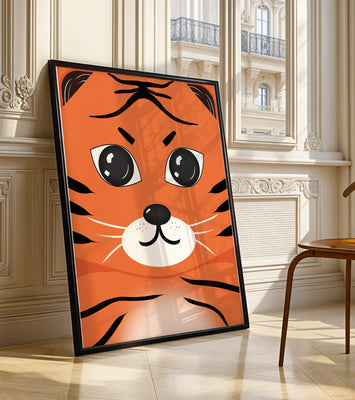 Adorable tiger face illustration with bold features