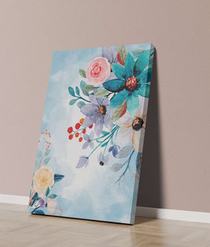 Watercolor floral illustration with vibrant flowers and leaves