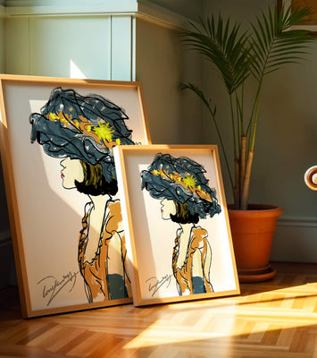 Portrait of a Fashionable Woman with a Large Hat and Gold Accents