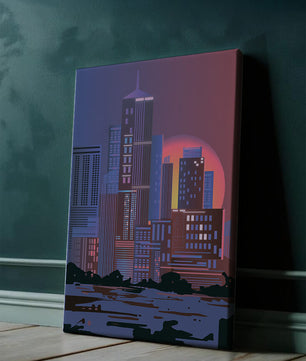 Modern Cityscape at Sunset with Skyscrapers and Vibrant Sky - Mi tienda