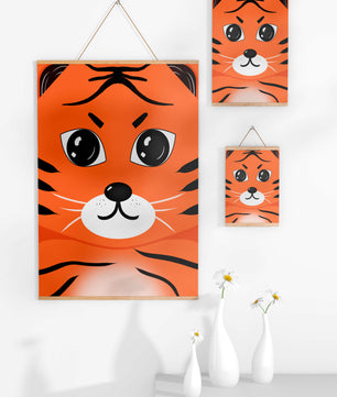 Illustration d’un visage de tigre adorable avec des traits marqués