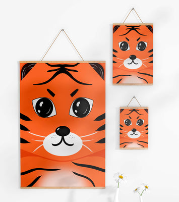Adorable tiger face illustration with bold features