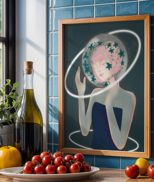 Portrait fantastique onirique avec une silhouette éthérée aux cheveux roses