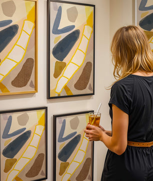Abstract Design with Geometric Shapes in Earthy Tones and Gold Accents - Mi tienda
