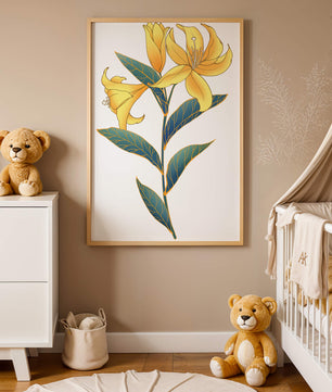 Elegante goldene Lilienillustration mit komplizierten Blattdetails