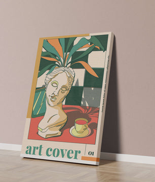 Abstract Art with Bust and Coffee Cup