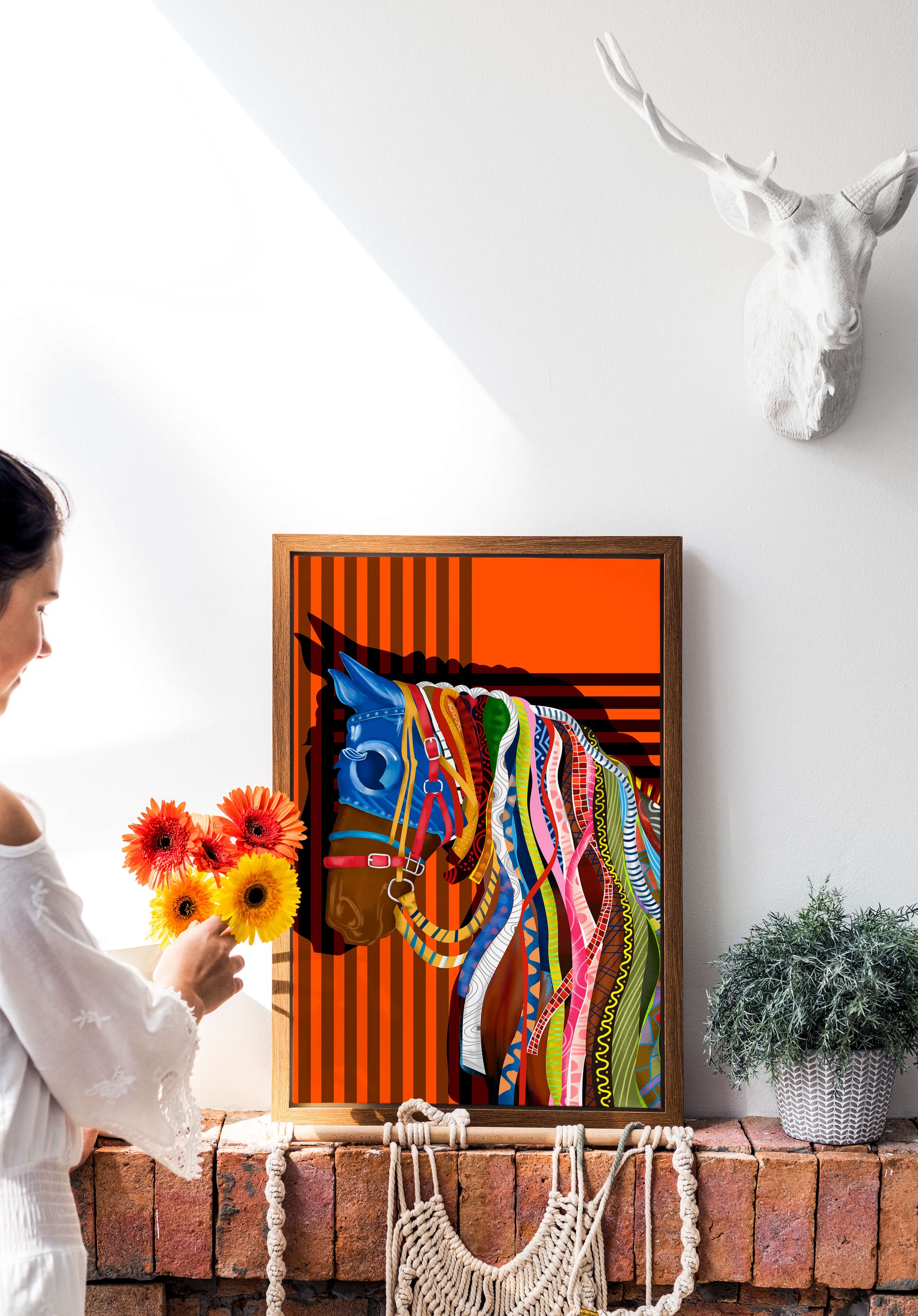 Colorful abstract horse art with intricate patterns
