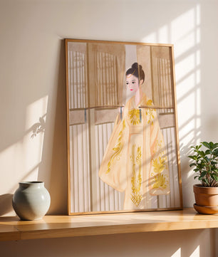 Traditional Chinese attire with gold embroidery and elegant design