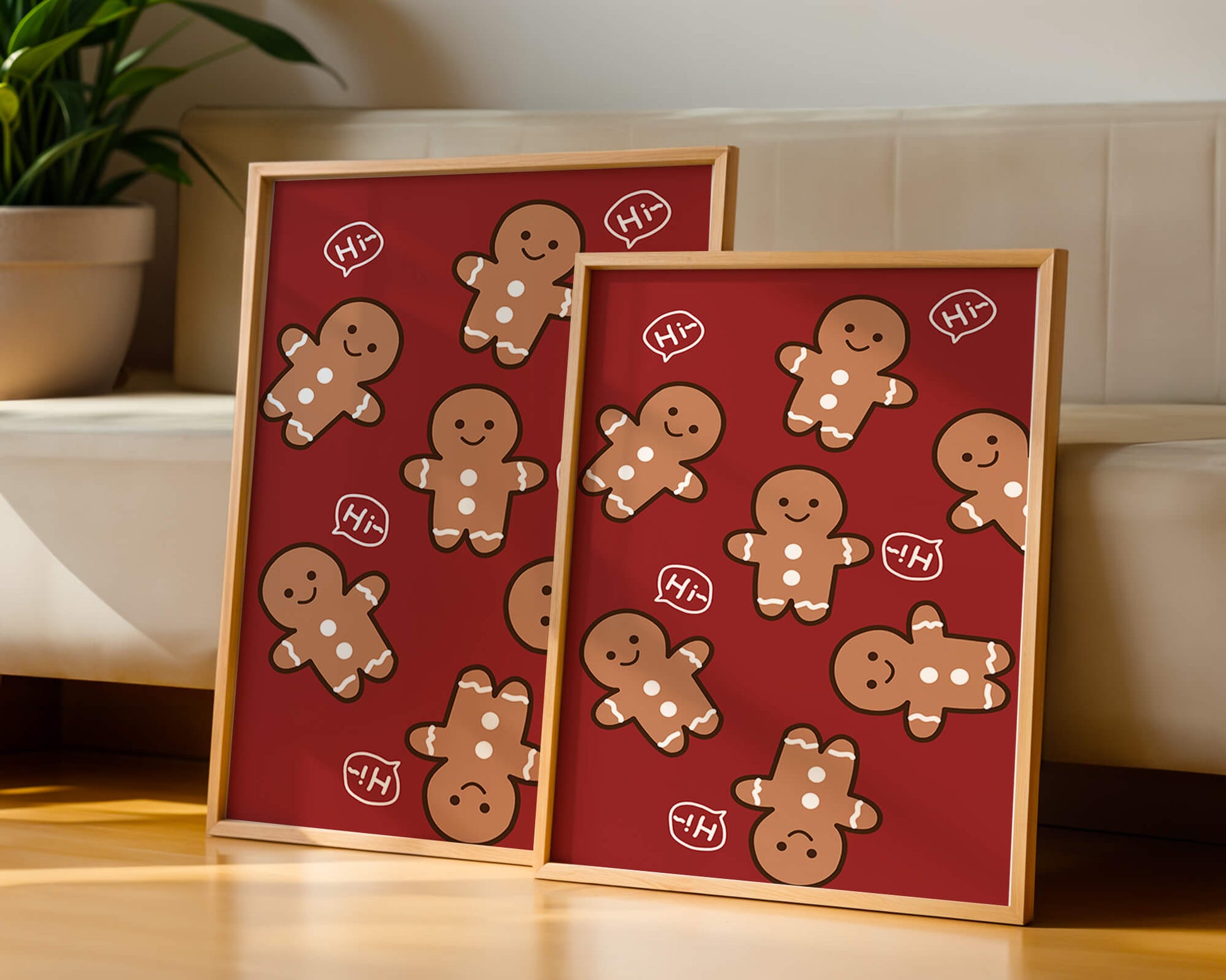 Playful gingerbread pattern with holiday greetings