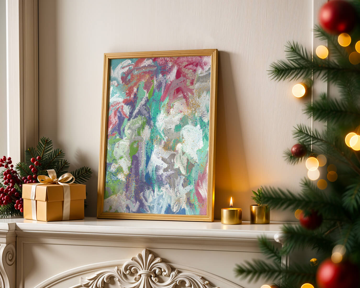 Abstract Colorful Flowing Waves with Textured Patterns