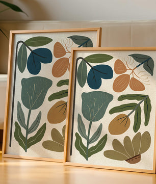Botanical illustration with earthy and muted colors
