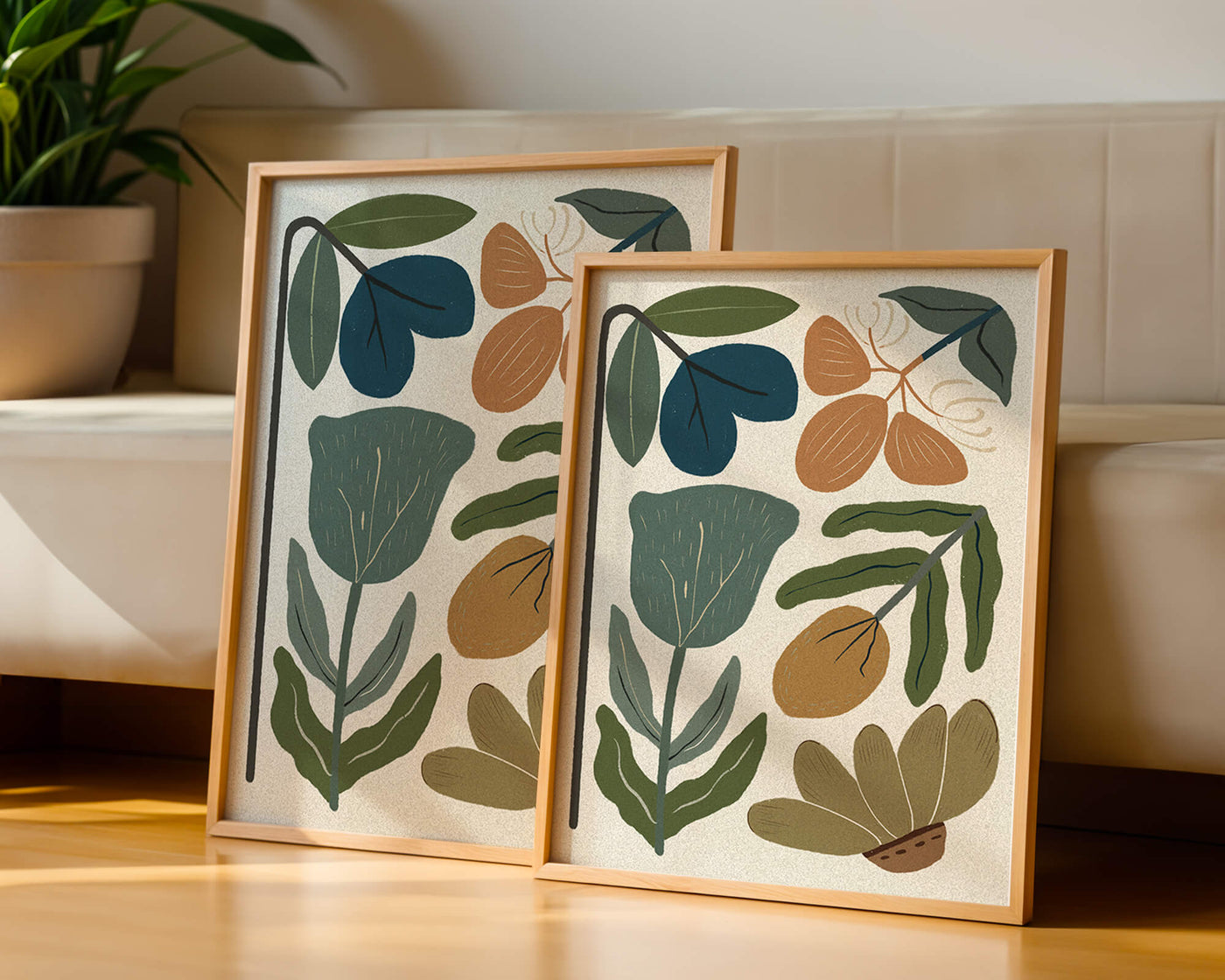 Botanical illustration with earthy and muted colors