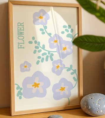 Floral design with pastel flowers and abstract leaves