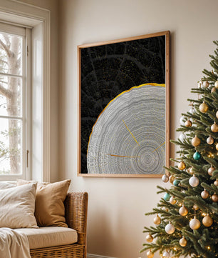 Abstract Wood Grain Pattern with Gold Accents on Black Background - Mi tienda