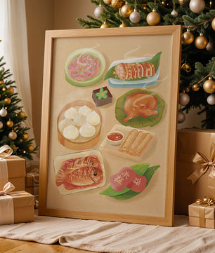 Colorful Representation of Asian Cuisine with Various Dishes
