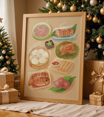 Colorful Representation of Asian Cuisine with Various Dishes