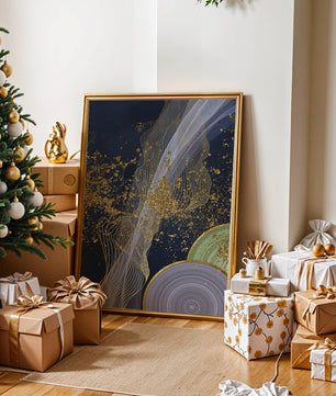 Abstract swirl with gold accents on dark background