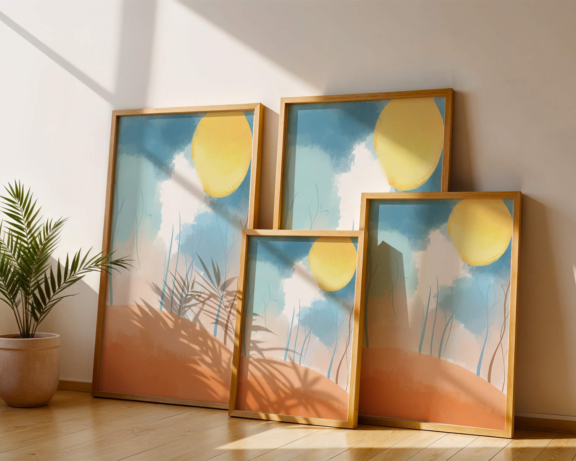 Serene Landscape with Bare Trees and Sunlit Sky