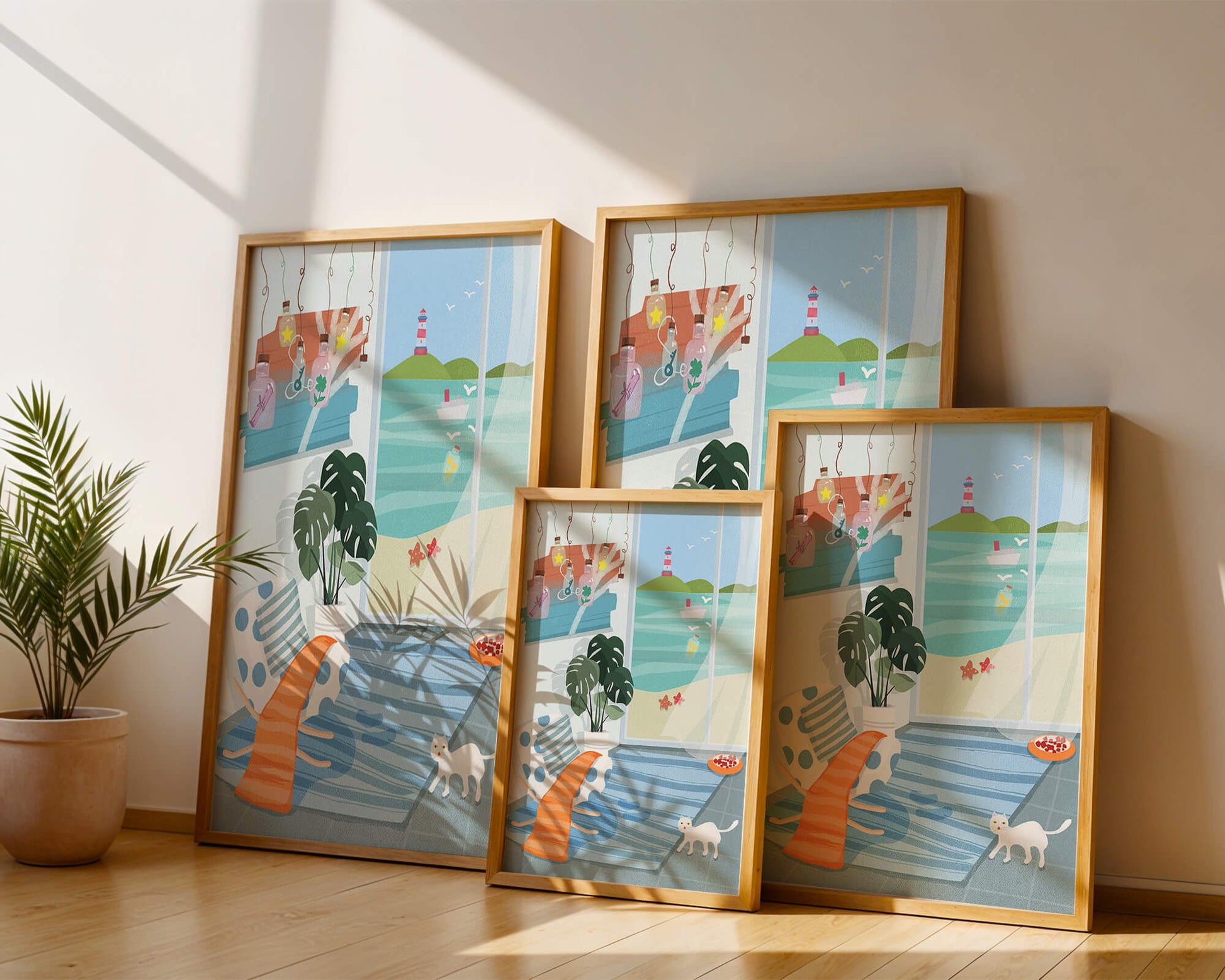 Cozy Room with Sea View and Lighthouse through the Window