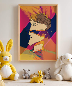 Colorful Abstract Portrait with Geometric and Golden Elements - Mi tienda
