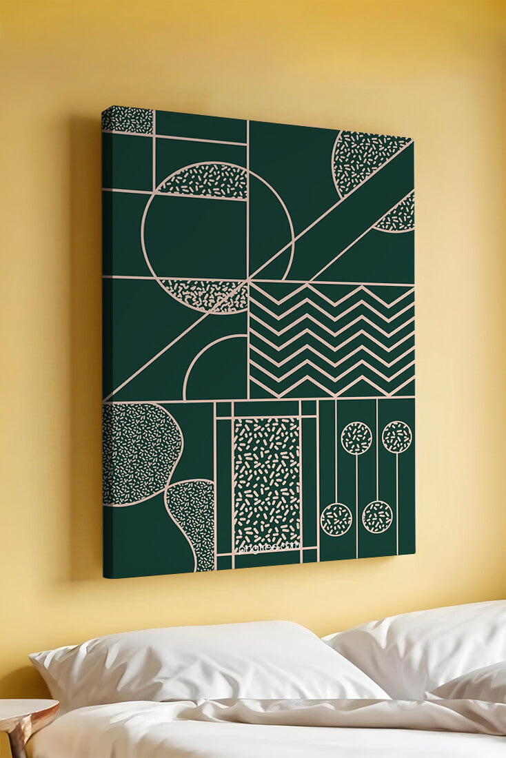 Geometric Abstract Art with Circle and Line Patterns
