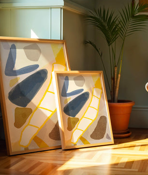Abstract Design with Geometric Shapes in Earthy Tones and Gold Accents - Mi tienda