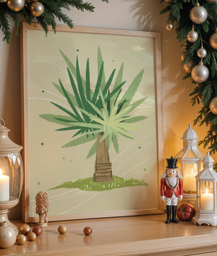 Illustrated tropical yucca plant with a textured background