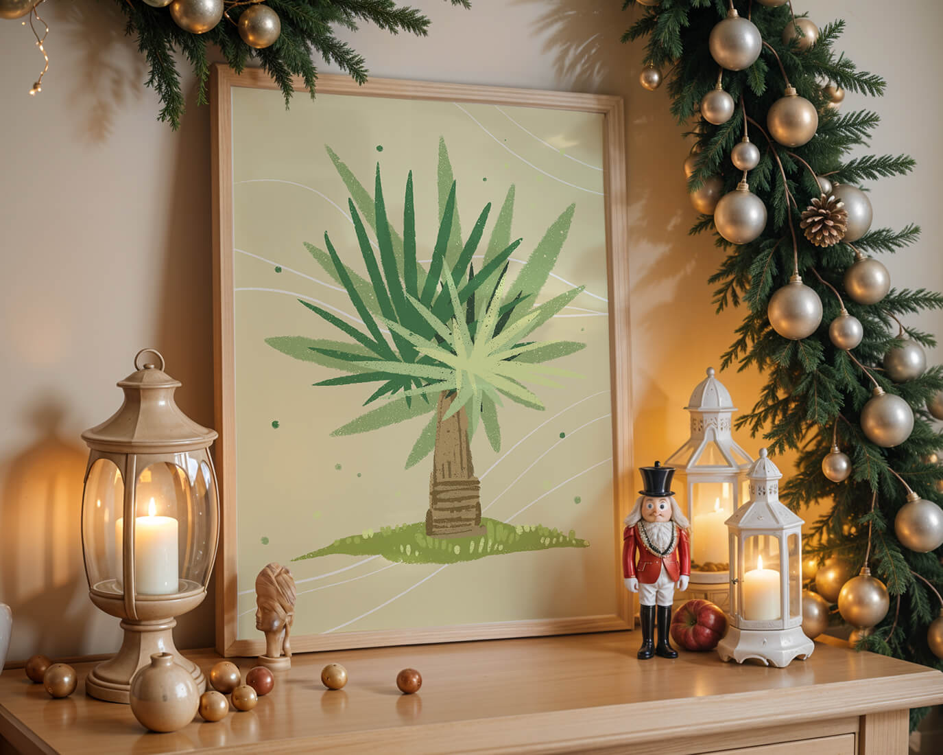 Illustrated tropical yucca plant with a textured background