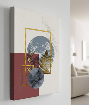 Abstract Composition with Gold Accents and Geometric Shapes - Mi tienda