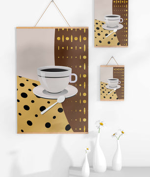 Contemporary Coffee Art with Geometric Patterns and Gold Accents - Mi tienda