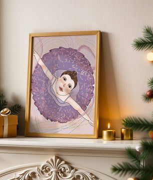 Graceful ballerina in a purple tutu with sparkling details