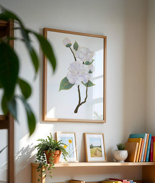 Delicate blooming flowers with lush leaves in elegant design