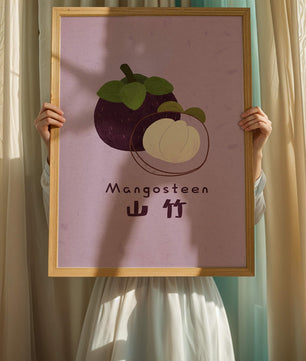 Illustration de fruit de mangoustan avec fond violet