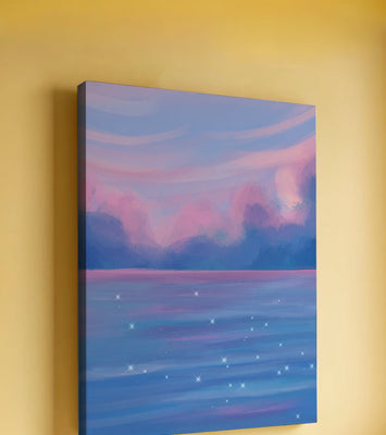 Dreamy Pastel Sky Reflecting on Sparkling Water Landscape