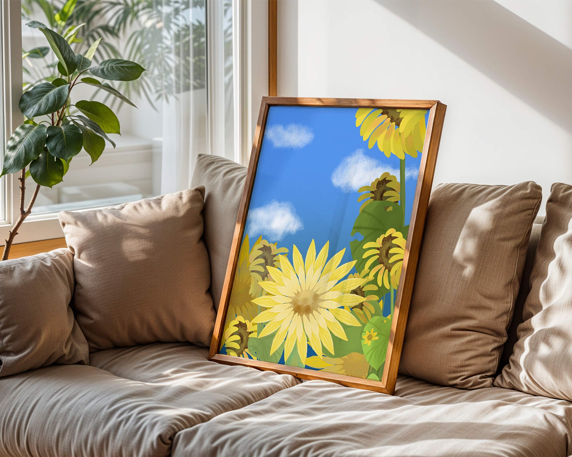 Sunny Sunflowers Against a Bright Blue Sky