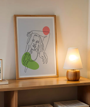 Line Art Portrait with Abstract Shapes in Minimalist Style - Mi tienda