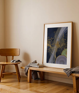 Abstract swirl with gold accents on dark background