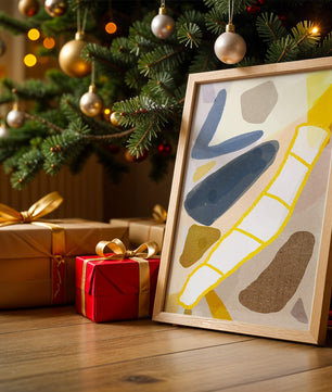 Abstract Design with Geometric Shapes in Earthy Tones and Gold Accents - Mi tienda