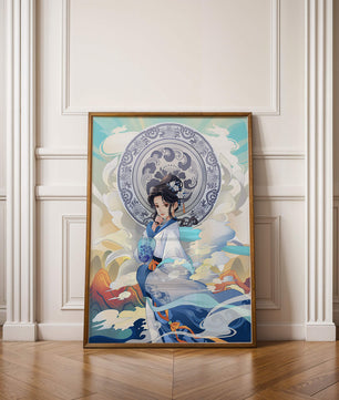 Elegantly Dressed Woman with Traditional Chinese Backdrop