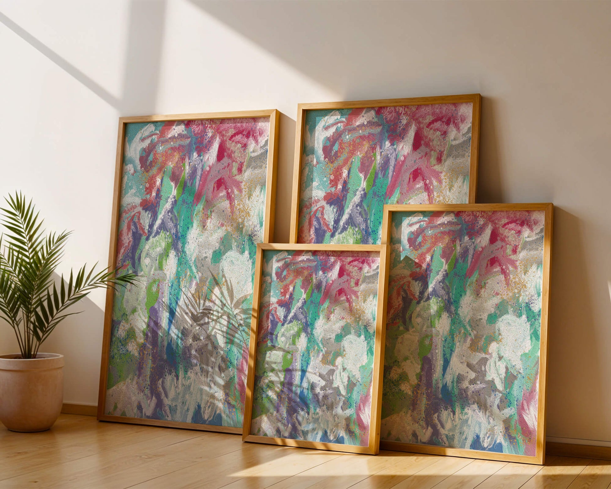 Abstract Colorful Flowing Waves with Textured Patterns