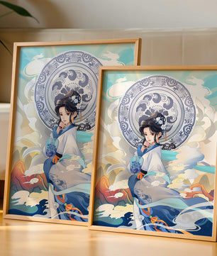 Elegantly Dressed Woman with Traditional Chinese Backdrop