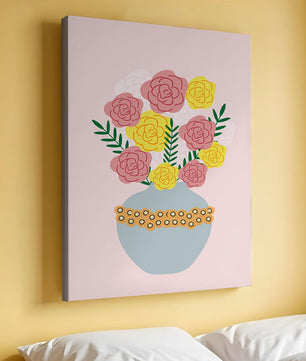 Colorful flower bouquet in a decorative vase illustration
