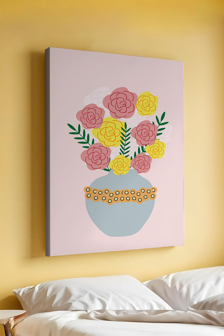 Colorful flower bouquet in a decorative vase illustration