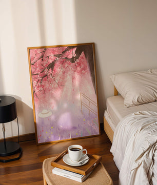Cherry Blossom Garden with Spring Flowers and Sunlight
