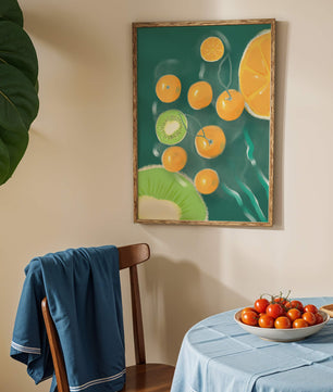 Ilustración de patrón de frutas vibrantes de kiwi y naranja