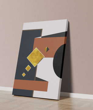 Abstract geometric art with gold accents and bold colors - Mi tienda
