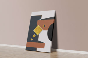 Abstract geometric art with gold accents and bold colors - Mi tienda